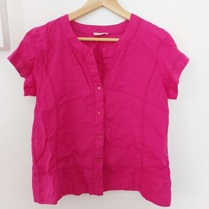 Eileen Fisher 100% Irish Linen Button-down Top